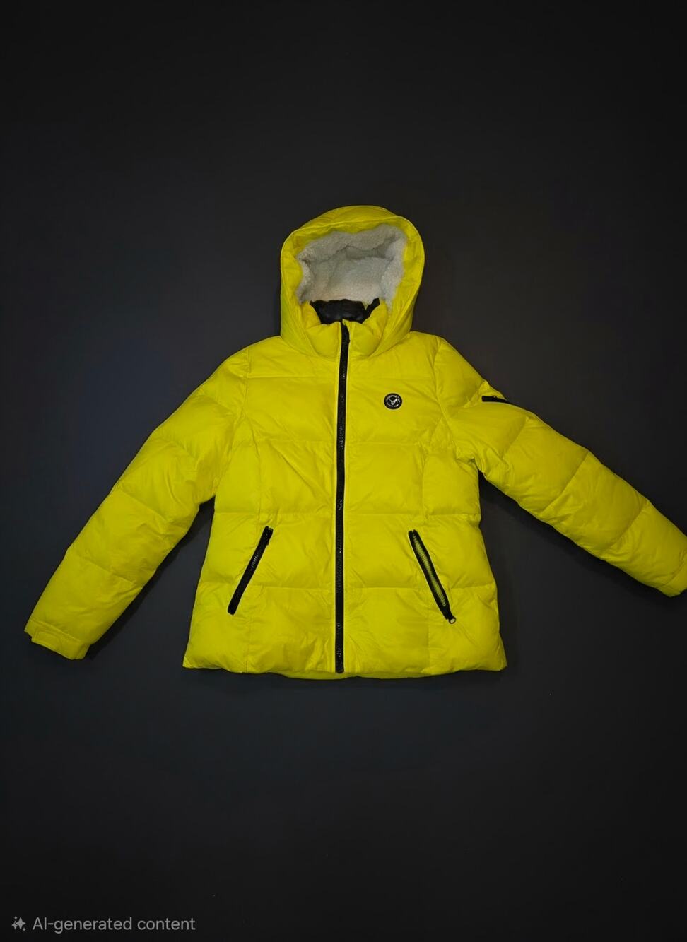 American Eagle Unisex Down Puffer Jacket Yellow L Like New Hooded Winter Coat